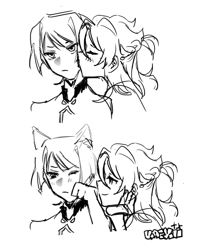 kittyscara doodle #albescara #scaramouche #albedo