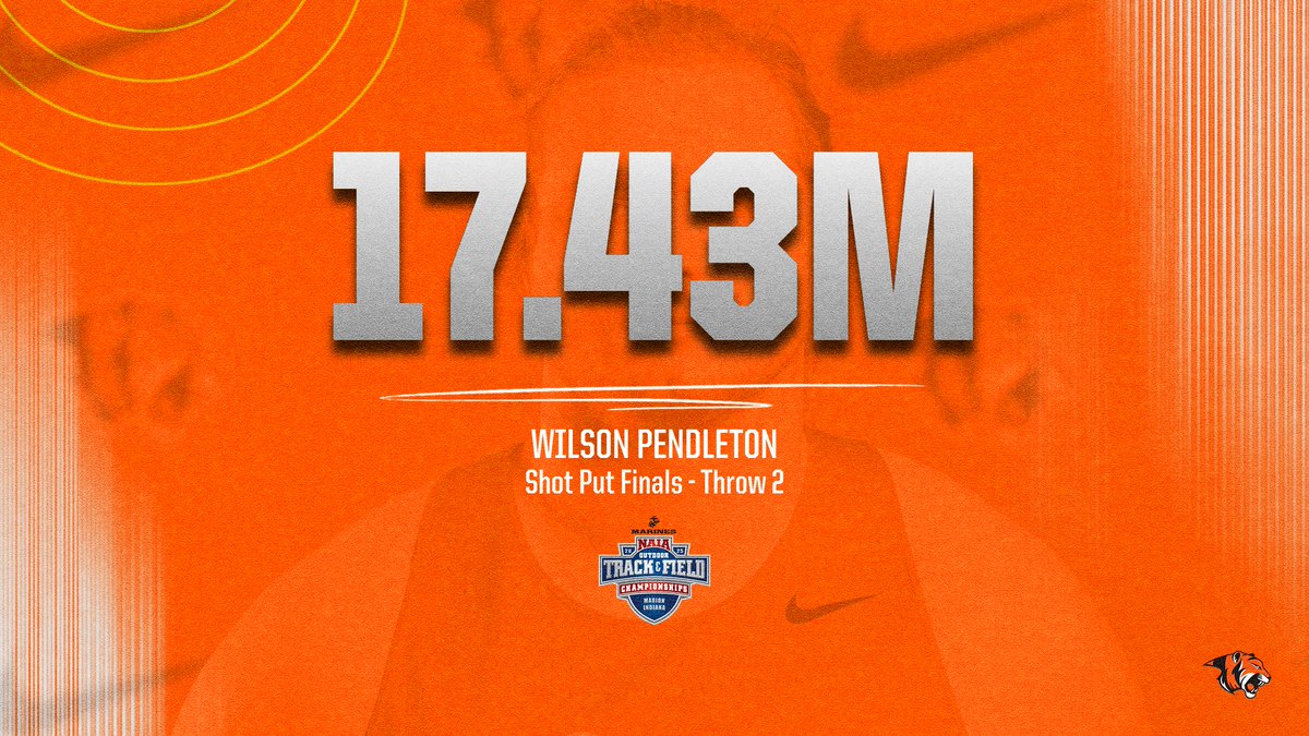 Wilson Pendleton rockets to the lead after a massive throw of 17.43 meters. He leads after 2 flights and will have to wait out the flight 3 results to determine his finish. #TigerPride