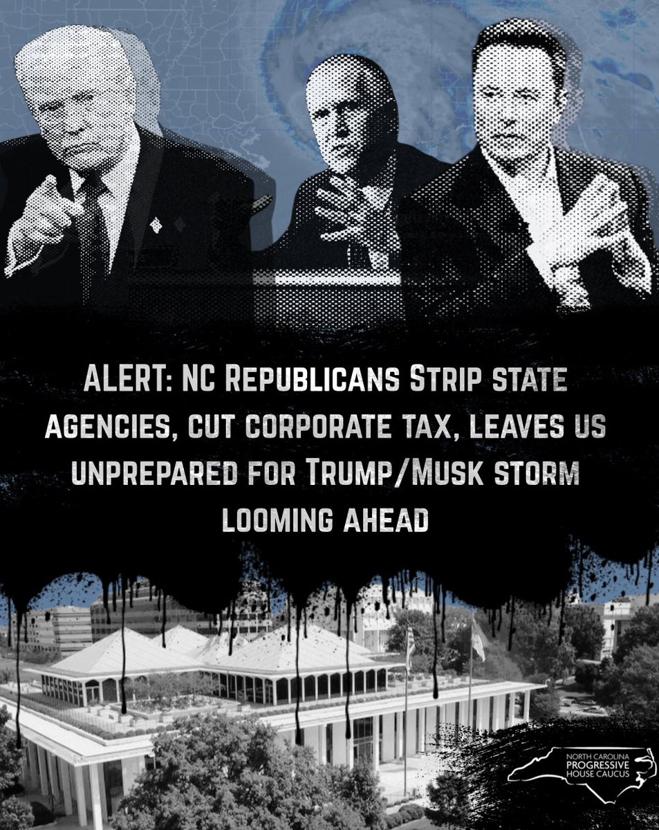 Republicans in NC have written a bare bones budget on the heels of National Republicans slashing Medicaid. More tax cuts for the rich while Trump and Musk cut federal funding. The GOP cannot fund state agencies just enough to keep NC’s head above water with storms on the horizon.