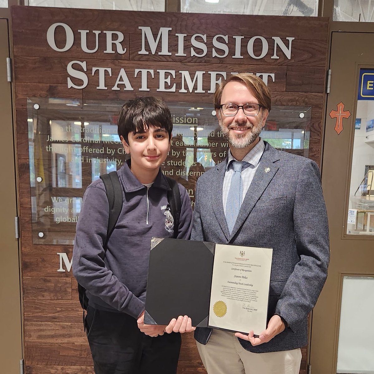 Congratulations to Stavro Polus from James Cardinal McGuigan, who received a 2024 Identify 'N Impact Grant from Jane and Finch with Love. A big thank you to the educators at JCM who played a big part in his success.