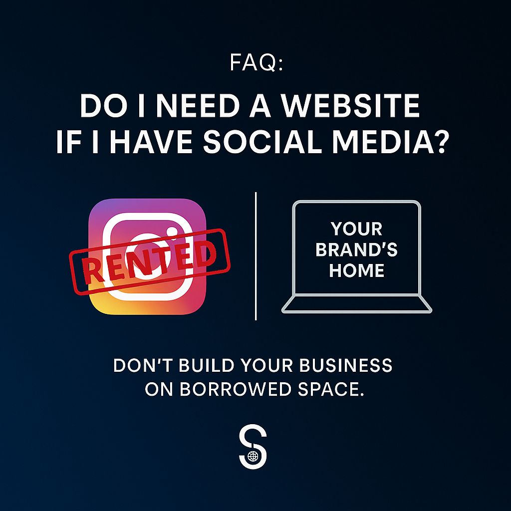 SegalTechnology's tweet photo. Why do you need a website if you already have social media?
Because social is rented space — your website is owned.
You get more trust, more control, and more clients.
#SegalTechnology #MarketingFAQ #WebsiteMatters #SmallBizGrowth https://t.co/c5vsA1SUmR