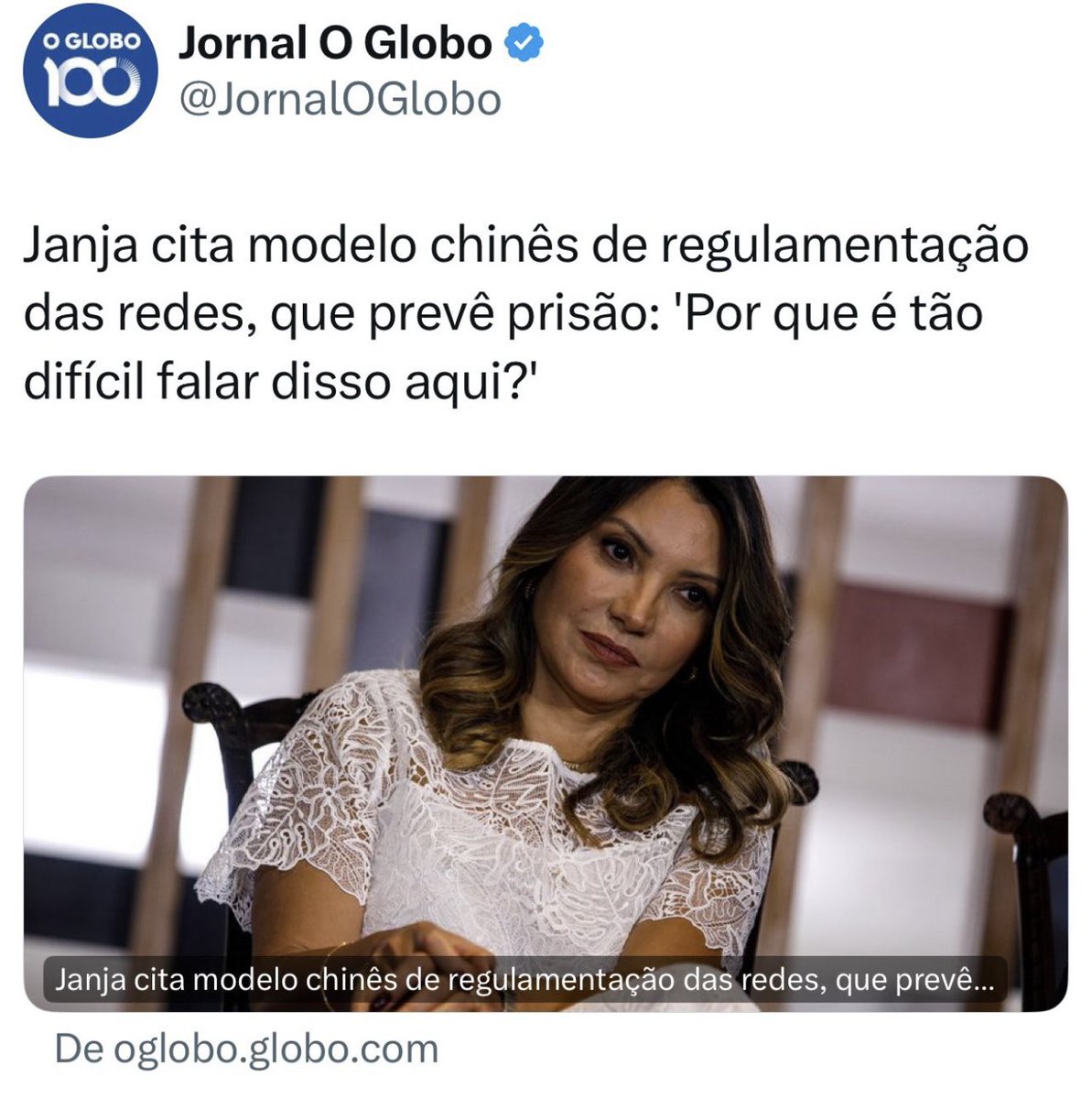 🚨Janja, eu explico: é porque aqui ainda há pessoas que resistem, com todas as forças, a que vocês acabem com a democracia. É só por isso.