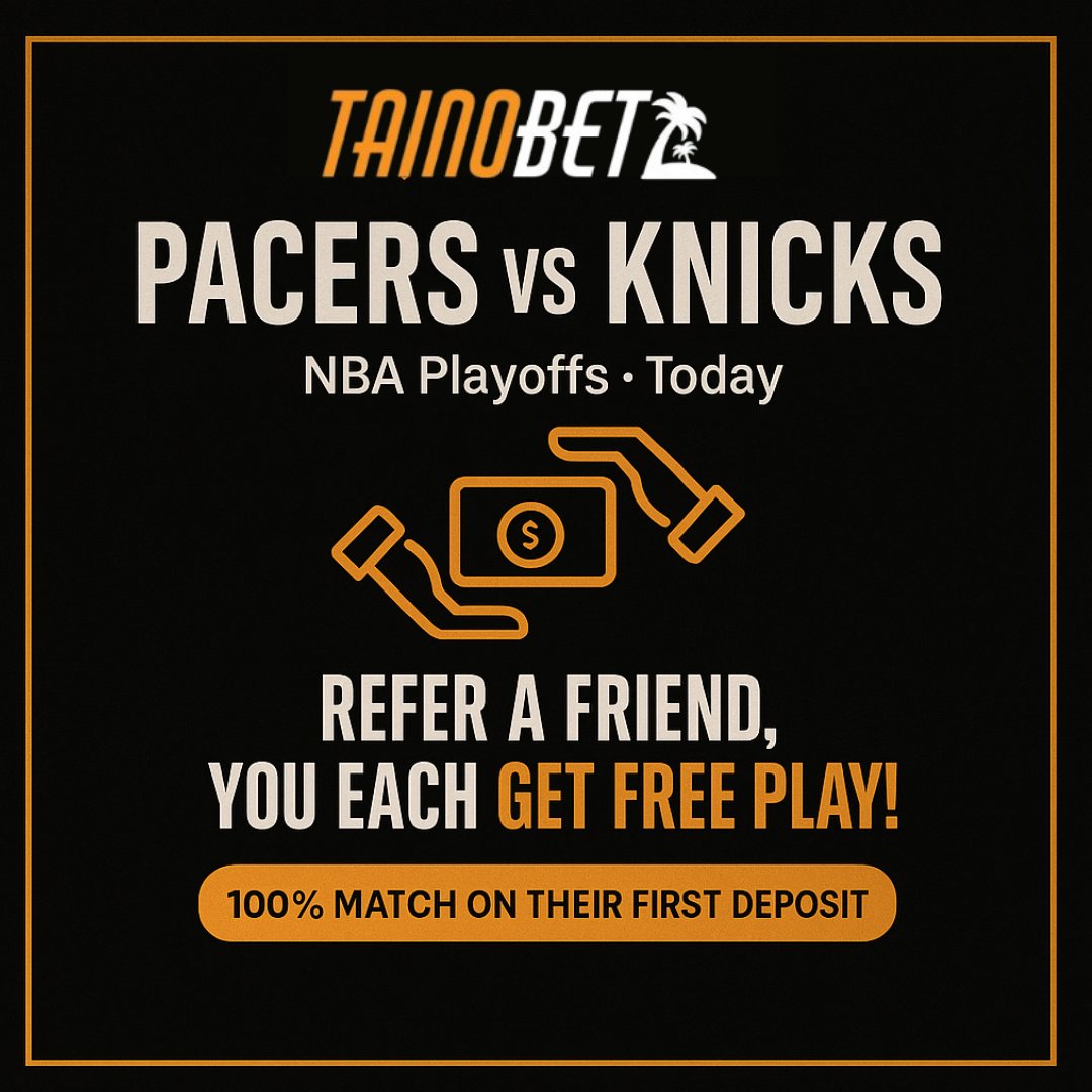 🏀 It’s game day! The Pacers take on the Knicks in today’s NBA Playoffs matchup!

🔥 Don’t miss a minute—get the latest odds and place your bets at Taino.bet now!

#NBAPlayoffs #Pacers #Knicks #SportsBetting