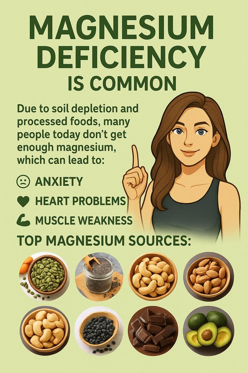 Magnesium: The Underrated Mineral You Might Be Missing!
Did you know up to 50% of people in the U.S. don’t get enough magnesium?
Low levels can sneak up as anxiety, poor sleep, muscle cramps, or even heart issues.

Why it matters:
Magnesium supports over 300 bodily functions –