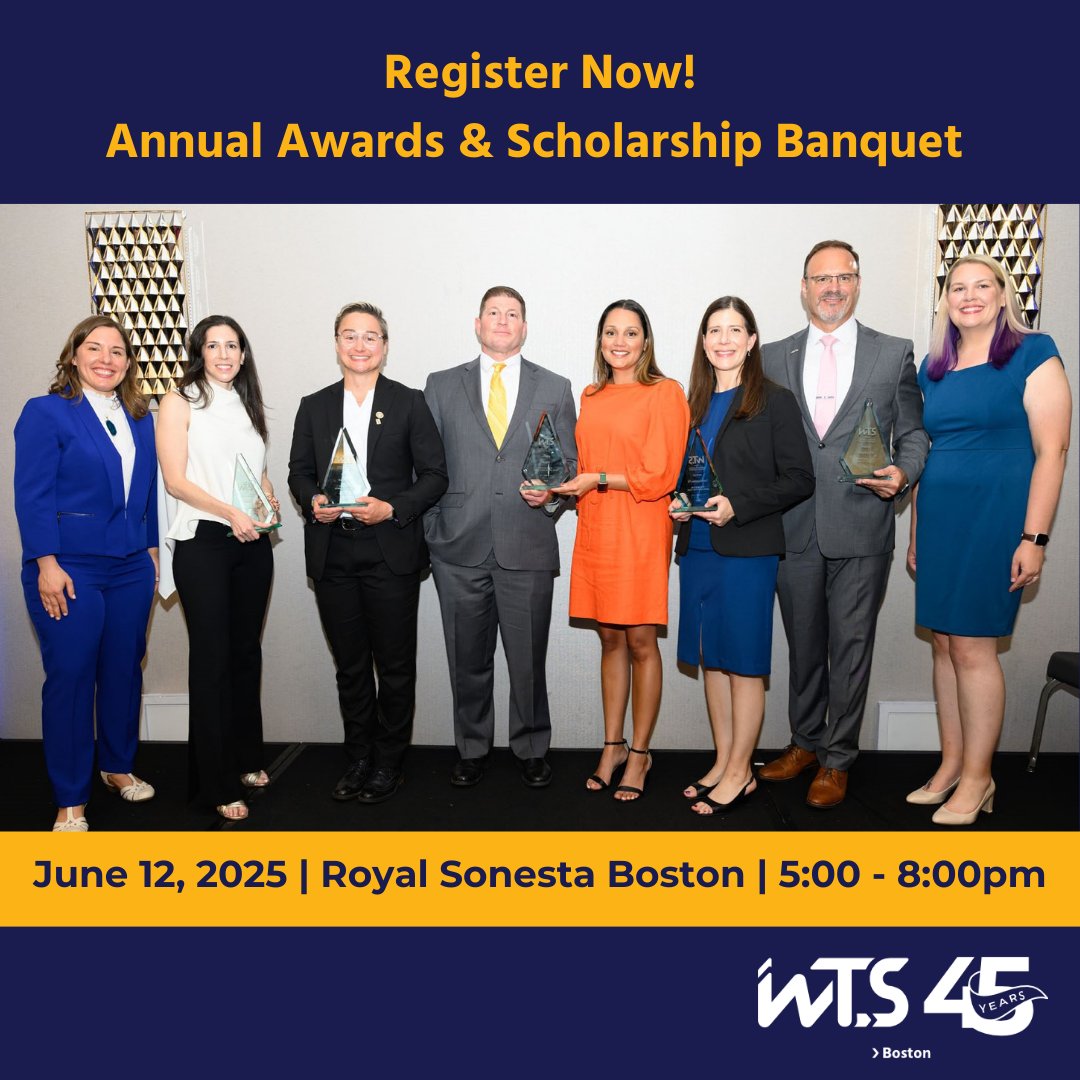 Register now for the 2025 WTS-Boston Awards and Scholarship Banquet! Please join us in celebrating the accomplishments of our friends and colleagues on Thursday, June 12 at the Royal Sonesta in Cambridge.  wtsinternational.org/events/2025-wt…
