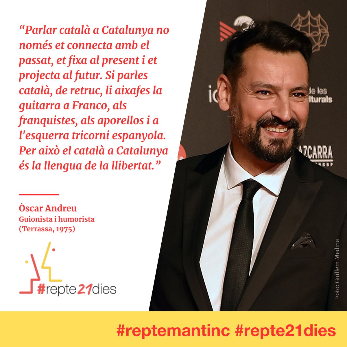 Quim Torra i Pla (@quimtorraipla) on Twitter photo Cal que tots assumim el #Repte21dies #RepteMantinc i siguem capaços de mantenir el català sempre, a tot arreu i amb tothom. Som-hi! Fem córrer aquesta iniciativa unitària impulsada per <a href="/CAL_cat/">Coordinadora d'Associacions per la Llengua (CAL)</a>, <a href="/iec/">IEC</a>, <a href="/mantincelcatala/">Mantinc el Català</a>, <a href="/CanviisEm/">No em canviïs la llengua</a>, <a href="/omnium/">Òmnium Cultural</a>, <a href="/llenguacat/">Plataforma per la Llengua 📢</a>, <a href="/MetgxCat/">Salut pel Català</a> i <a href="/softcatala/">Softcatalà</a>. Cal que tots assumim el #Repte21dies #RepteMantinc i siguem capaços de mantenir el català sempre, a tot arreu i amb tothom. Som-hi! Fem córrer aquesta iniciativa unitària impulsada per <a href="/CAL_cat/">Coordinadora d'Associacions per la Llengua (CAL)</a>, <a href="/iec/">IEC</a>, <a href="/mantincelcatala/">Mantinc el Català</a>, <a href="/CanviisEm/">No em canviïs la llengua</a>, <a href="/omnium/">Òmnium Cultural</a>, <a href="/llenguacat/">Plataforma per la Llengua 📢</a>, <a href="/MetgxCat/">Salut pel Català</a> i <a href="/softcatala/">Softcatalà</a>.