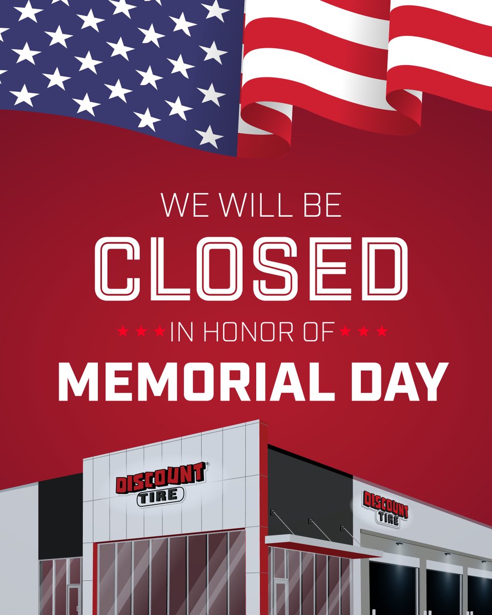 🇺🇸 Hitting the road for the holiday weekend? Come see us for a free tire inspection and air check! #MemorialDay #StoresClosed #LetsGetYouTakenCareOf
