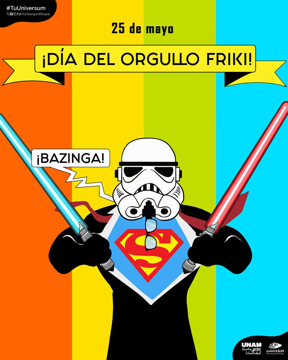 ¡Es hoy, es hoy! 🤩✨
#UnDíaComoHoy es el Día del Orgullo Friki 😎🦸🏻‍♀️
¿Cuál es tu afición?

#TuUniversum