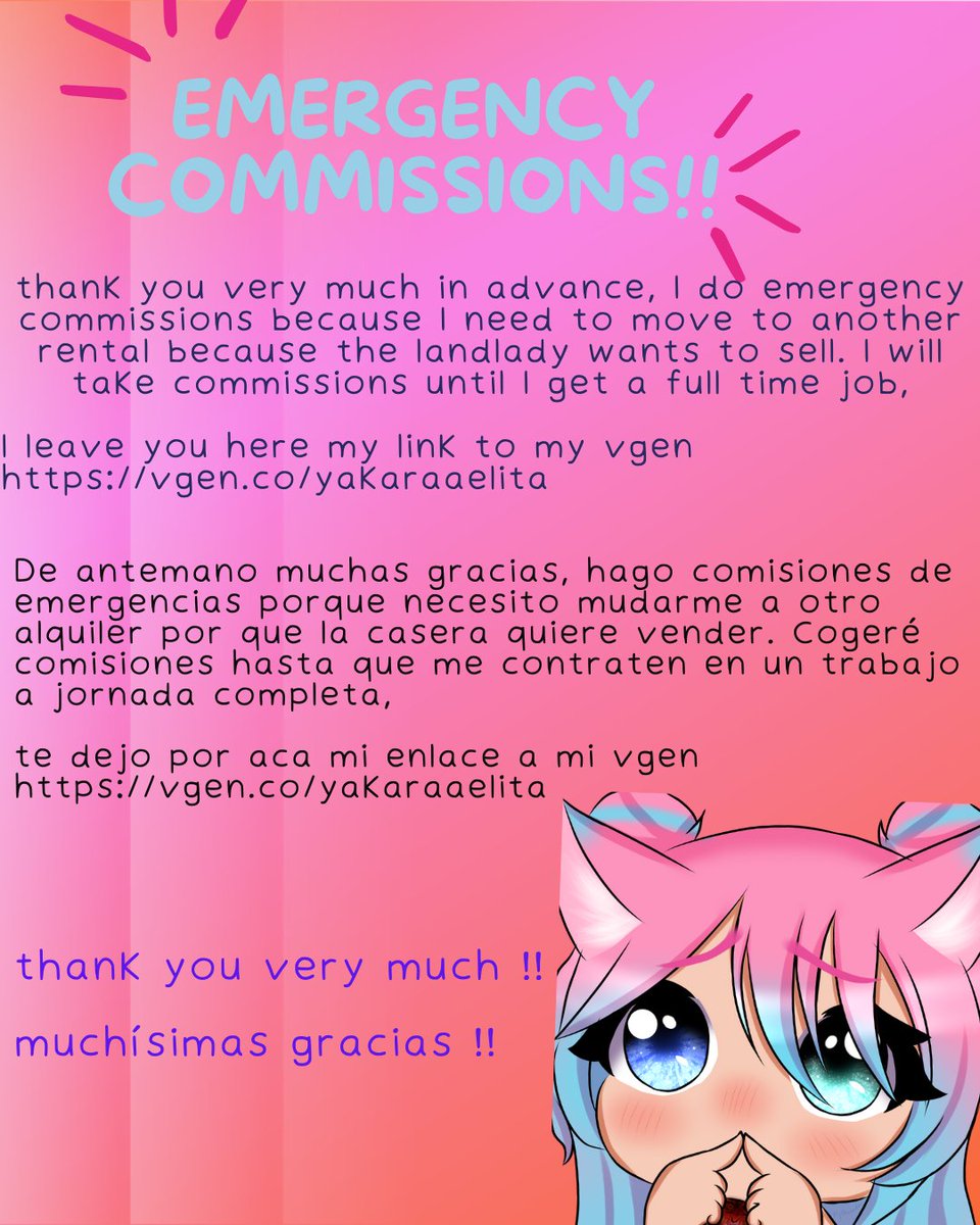 yakaraaelita's tweet photo. emergency commissions!! I leave you here my link to my vgen https://t.co/PuH5MewfoT thank you very much !!
#VGenCode #comissionsopen #Vtuber #VGenOpen #VGenComms #chibi #YCH #nsfw #Vtuberフリー素材 #art #digitalart https://t.co/GAMdb9GmFL