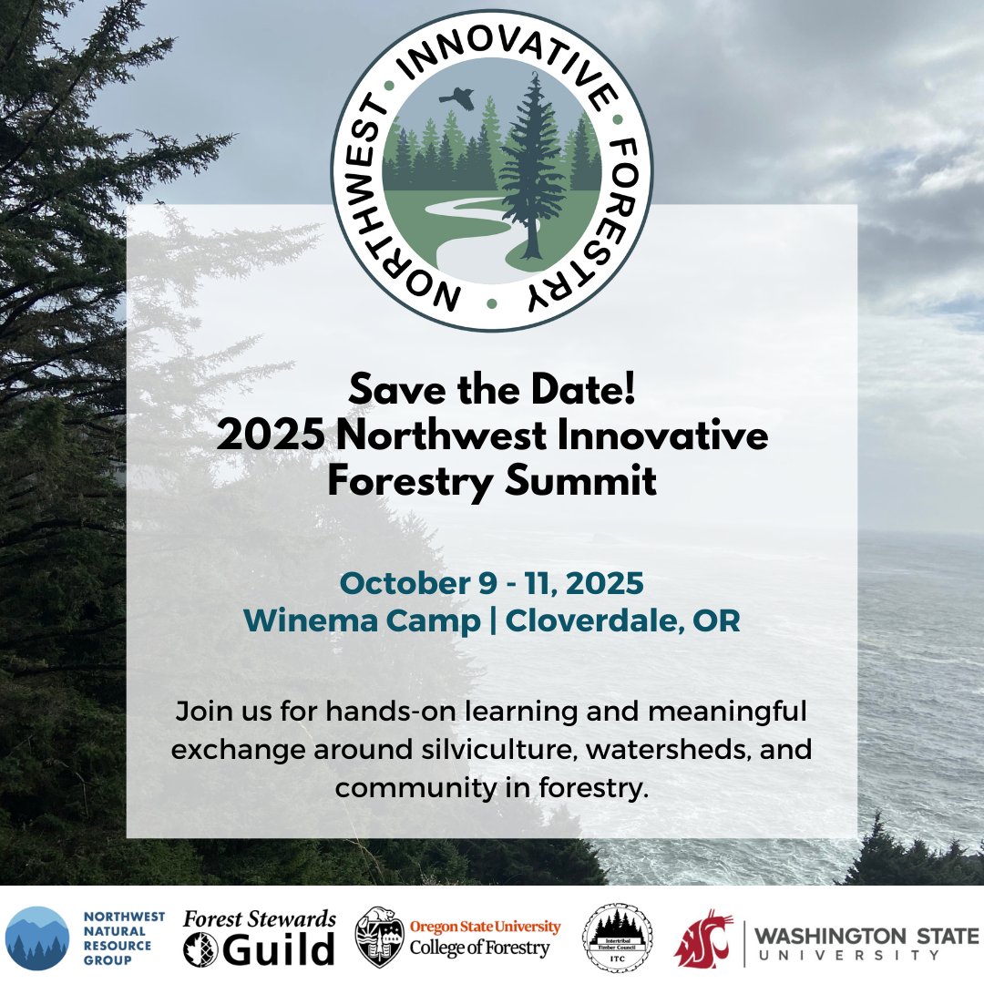 Northwest Natural Resource Group (@nnrgforests) on Twitter photo Save the Date!
The 2025 Northwest Innovative Forestry Summit will take place Oct 9–11 in Cloverdale, OR.
This gathering brings forest stewards together to exchange ideas and explore ecological forestry in the PNW. We hope to see you there!
Visit nnrg.org/nifs/ Save the Date!
The 2025 Northwest Innovative Forestry Summit will take place Oct 9–11 in Cloverdale, OR.
This gathering brings forest stewards together to exchange ideas and explore ecological forestry in the PNW. We hope to see you there!
Visit nnrg.org/nifs/