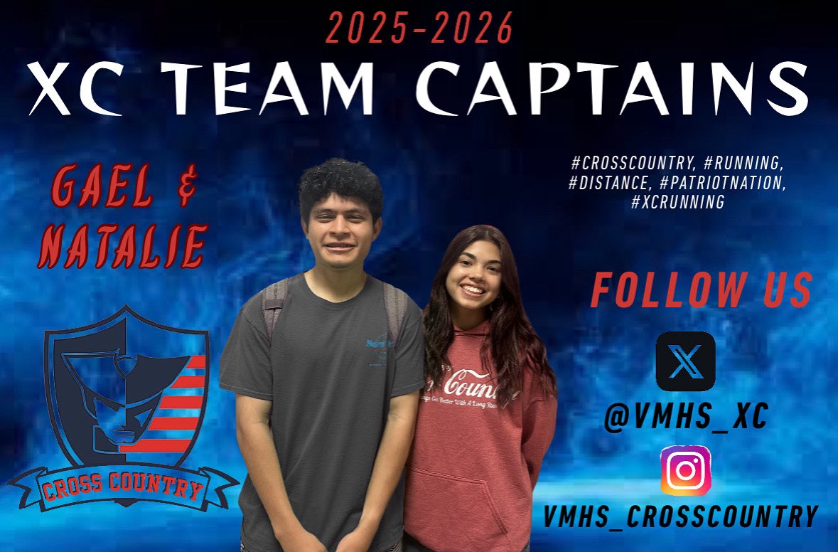 VMHS_XC (@vmhs_xc) on Twitter photo Exciting News from VMHS Cross Country! ๐โโ๏ธ๐โโ๏ธโจ
Coach Miller and I are thrilled to announce our new captains for the 2025โ2026 season! Please join us in congratulating Gael Realivazquez and Natalie Ortiz on earning this well-deserved honor. Exciting News from VMHS Cross Country! ๐โโ๏ธ๐โโ๏ธโจ
Coach Miller and I are thrilled to announce our new captains for the 2025โ2026 season! Please join us in congratulating Gael Realivazquez and Natalie Ortiz on earning this well-deserved honor.