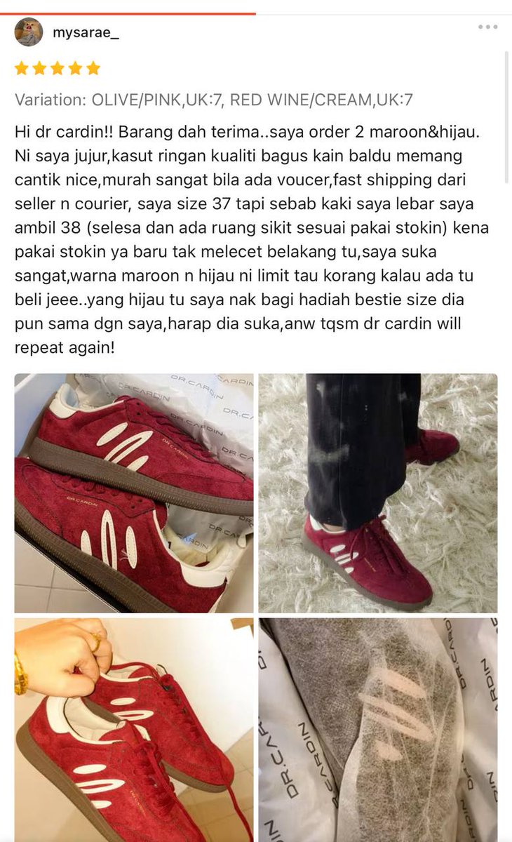 Thank you yg review mcm ni... Bukannya fast delivery, good packaging, nanti cuba, upload gambar itik bla bla😭

Cantik betul color maroon ni😻😻
