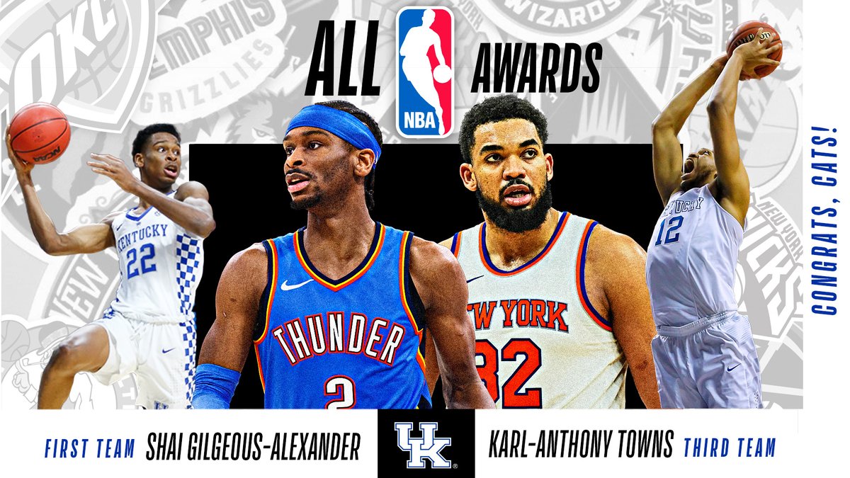Congrats to <a href="/shaiglalex/">Shai Gilgeous-Alexander</a> for being named to the All-NBA First Team and <a href="/KarlTowns/">Karl-Anthony Towns</a> for being named to the All-NBA Third Team. 

📰🔗 - ukathletics.com/news/2025/05/2…