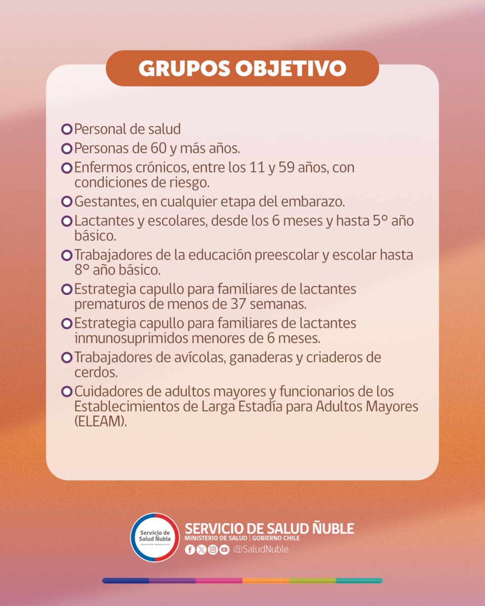 ¡Conoce donde estaremos desplegados este fin de semana!💉

☝🏻Si perteneces a los grupos objetivo, presta atención a los operativos de vacunación que se ubicarán en diferentes puntos estratégicos de Chillán y alrededores.

#ÑubleMejorSalud