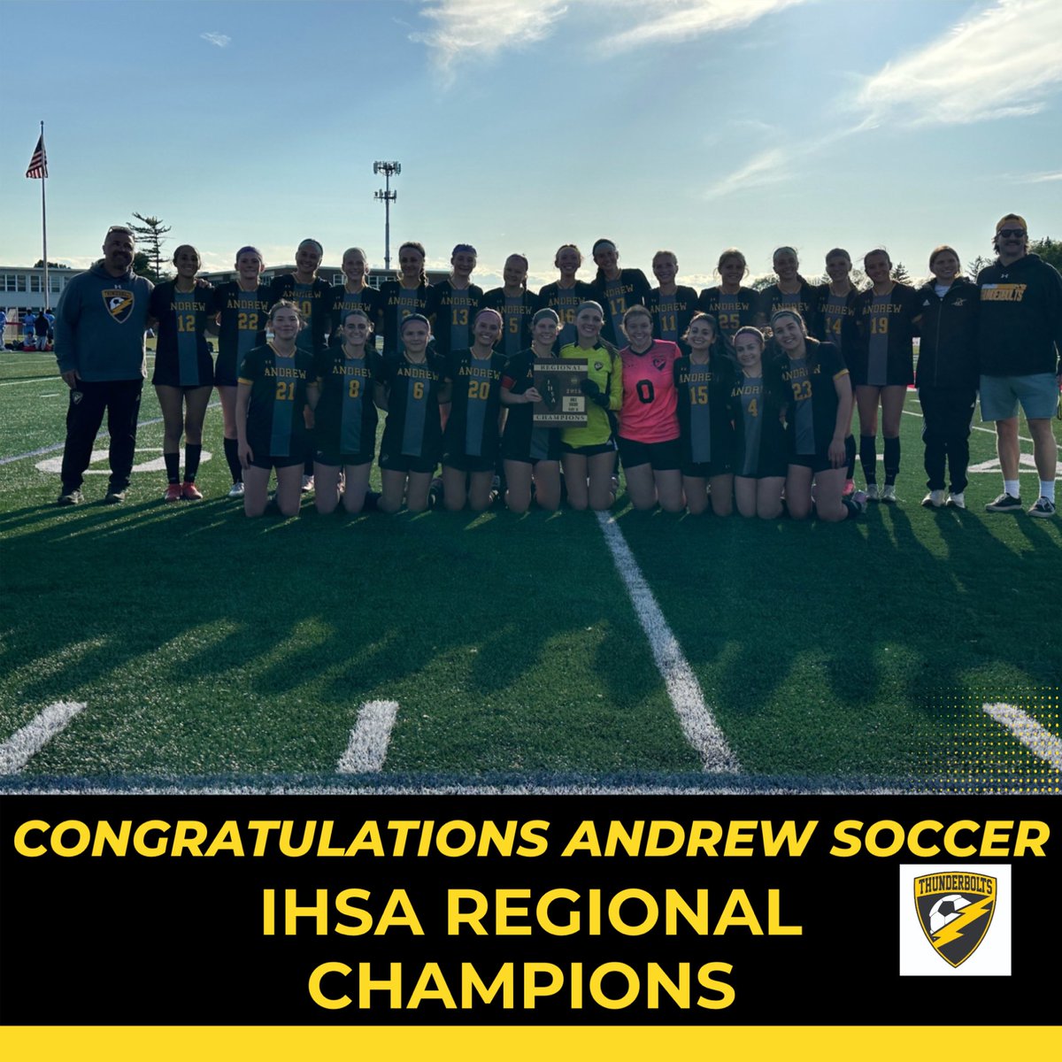 Andrew Athletics (@vjabolts) on Twitter photo Congratulations <a href="/Andrew_Soccer/">T-Bolts Soccer</a>
Andrew 4
Marist 1
IHSA Regional Champions
20 years of dominance!
16th Regional Title in 20 seasons
9 Straight Regional Championships
3 Sectional Championships
1 Super Sectional Championship
2018 4th place in State
“Tradition never graduates” Congratulations <a href="/Andrew_Soccer/">T-Bolts Soccer</a>
Andrew 4
Marist 1
IHSA Regional Champions
20 years of dominance!
16th Regional Title in 20 seasons
9 Straight Regional Championships
3 Sectional Championships
1 Super Sectional Championship
2018 4th place in State
“Tradition never graduates”