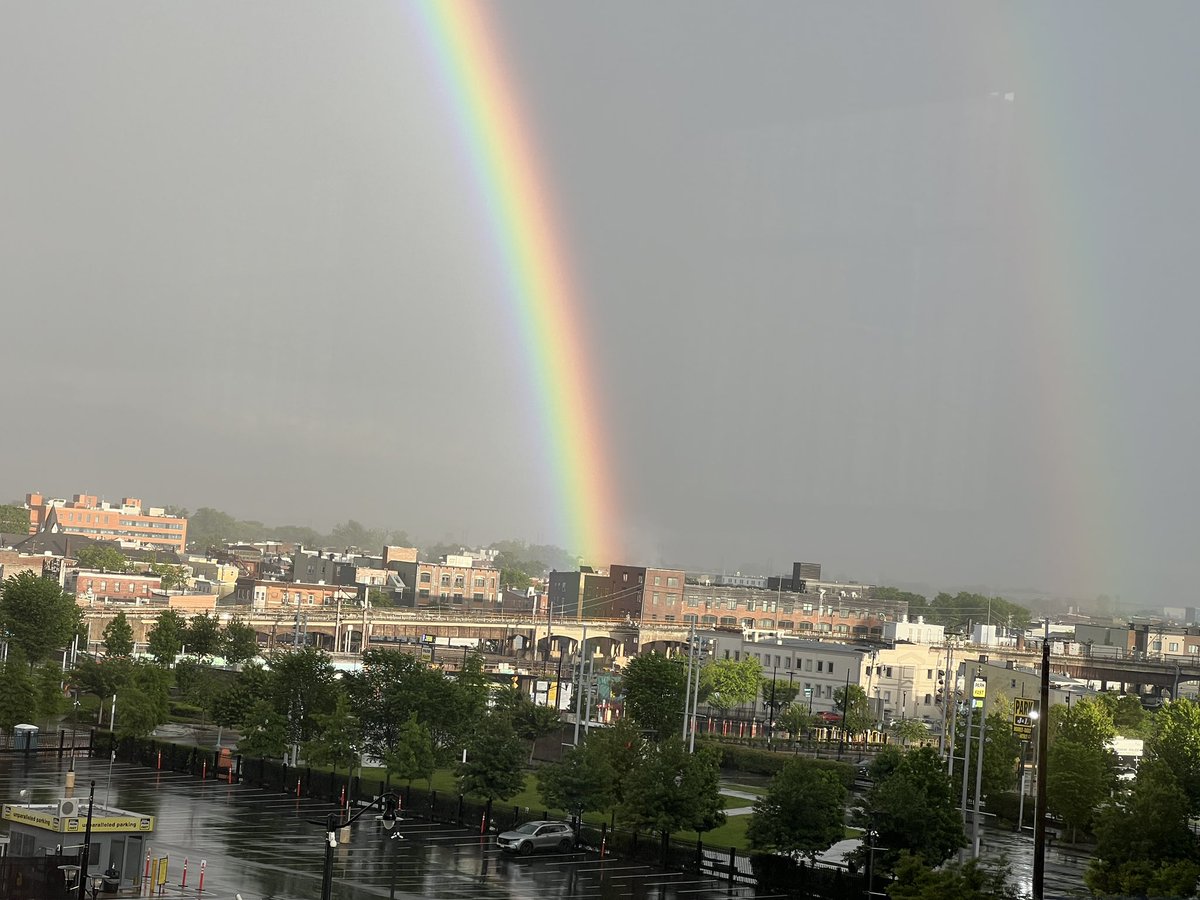 JerseyJoe50's tweet image. I’ve never found the end of the rainbow until now… it’s at the intersection of Market &amp; Mulberry in downtown Newark. There’s no pot of gold though, or else a NJTransit bus would have hit it.
#NewJersey #nbc4ny #weather #rainbow