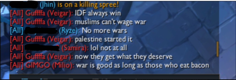 hakke_dono's tweet photo. Bonsoir @LoL_France @RiotSupportFR je voulais savoir ce qu'il est possible de faire face à se genre de comportement car je pense pas qu'un bot comprend la gravité des propos et malgré la bonne réaction de la Samira adverse, je pense que seulement mute n'est pas suffisant. https://t.co/8vPA2kMAOb