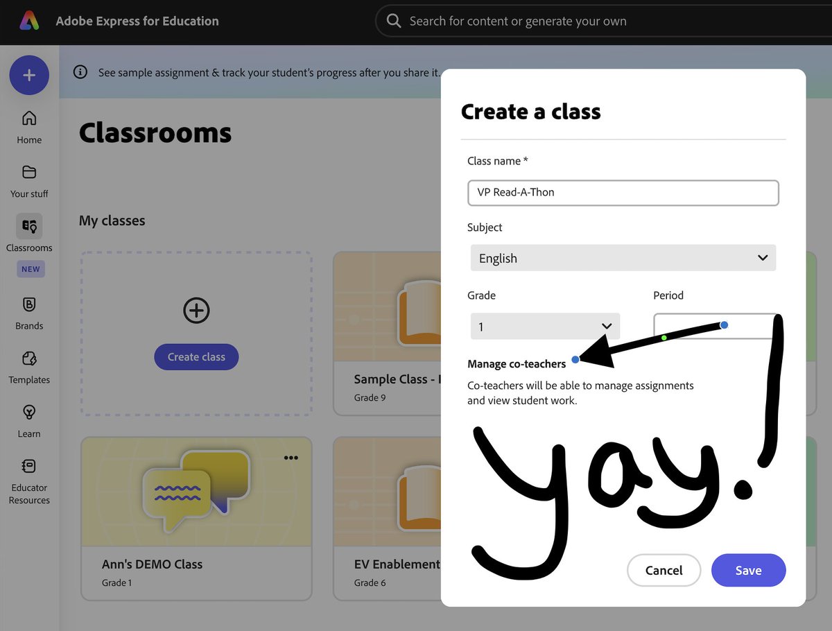 Ann Kozma (@annkozma723) on Twitter photo đ¨ New <a href="/AdobeForEdu/">Adobe For Education</a> Feature Alert!
Add a Co-Teacher in Adobe Express Classrooms and double the creativity in your class đ¨â¨This makes collaboration seamlessâfrom lesson planning to student feedback!!
đ Try it today â adobe.ly/48zAvMb đ¨ New <a href="/AdobeForEdu/">Adobe For Education</a> Feature Alert!
Add a Co-Teacher in Adobe Express Classrooms and double the creativity in your class đ¨â¨This makes collaboration seamlessâfrom lesson planning to student feedback!!
đ Try it today â adobe.ly/48zAvMb