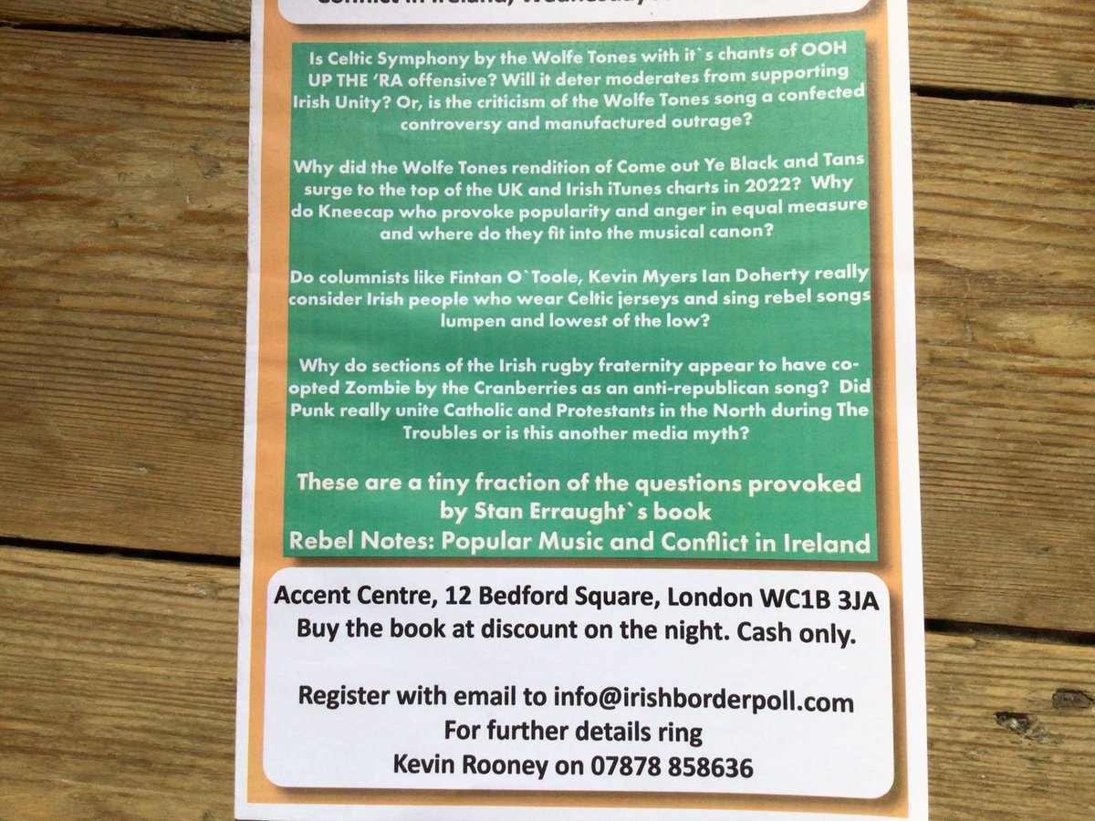 Irish Border Poll (@irishborderpoll) on Twitter photo Wed May 11th - Save the date.
We debate Knee Cap controversy, WolfeTones + Celtic Symphony.
Why is Rebel music, loved, loathed, censored + criminalised?
Do Dublin 4 media think Celtic supporters singing Rebs are lumpen?
<a href="/KevinPMeagher/">Kevin Meagher</a> <a href="/EireGoBrachCSC/">Éire Go Brách CSC</a> Wed May 11th - Save the date.
We debate Knee Cap controversy, WolfeTones + Celtic Symphony.
Why is Rebel music, loved, loathed, censored + criminalised?
Do Dublin 4 media think Celtic supporters singing Rebs are lumpen?
<a href="/KevinPMeagher/">Kevin Meagher</a> <a href="/EireGoBrachCSC/">Éire Go Brách CSC</a> 