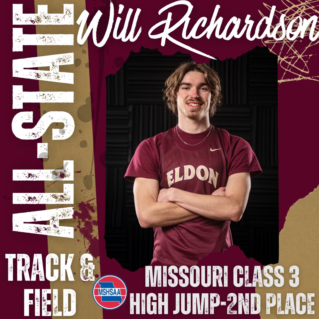 Congratulations to Will Richardson for taking 2nd place in the high jump at the 2025 MSHSAA State Track and Field meet! Will jumped 1.96 meters to earn all-state honors! #MustangMade
