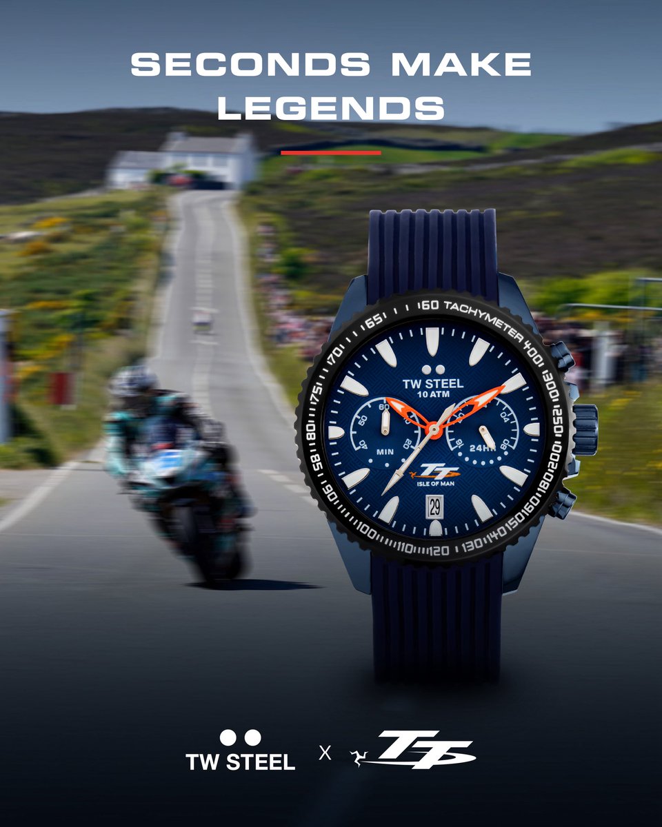 twsteel's tweet photo. The wait is over!
Introducing the TW Steel × Isle of Man TT Races special edition timepieces.
Where adrenaline meets precision and seconds make legends.
Swipe to meet the collection.
#TWSteel #IOMTT #SecondsMakeLegends #NewDrop #RacingDNA https://t.co/OYEySFNBHH