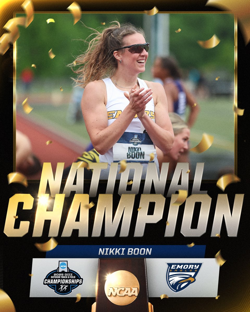 NCAA Division III (@ncaadiii) on Twitter photo NATIONAL CHAMPION🏆
After two days of competition, Nikki Boon of <a href="/EmoryAthletics/">Emory Athletics</a> wins the women's heptathlon with 5,435 points.
#WhyD3 | #D3tf NATIONAL CHAMPION🏆
After two days of competition, Nikki Boon of <a href="/EmoryAthletics/">Emory Athletics</a> wins the women's heptathlon with 5,435 points.
#WhyD3 | #D3tf