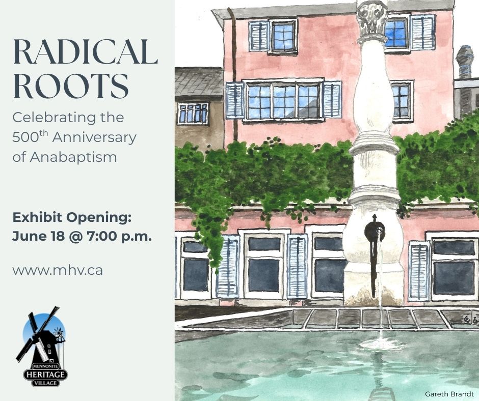 This event is the first of a two-part series marking the 500th anniversary of Anabaptism by artist and speaker, Gareth Brandt

Display Dates: June 18 to 27, 2025  Location: Art Hall  

Discover the radical roots of Anabaptism from 500 years ago through art and the spoken word
