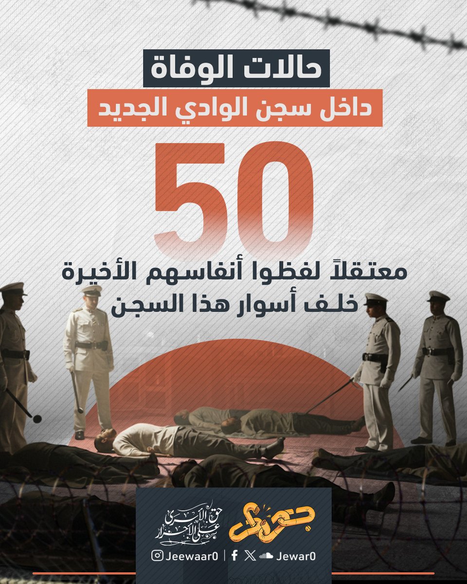 خمسون قصة طُمست في سجن الوادي الجديد منذ انقلاب عام 2013، تنوّعت بين الإهمال والتعذيب. معتقلون قضوا نحبهم بصمت، دون أن يصل صوت معاناتهم إلى أحد.

#انتهاكات_السجون_المصرية
#جِوار_حق_الأسرى_على_الأحرار