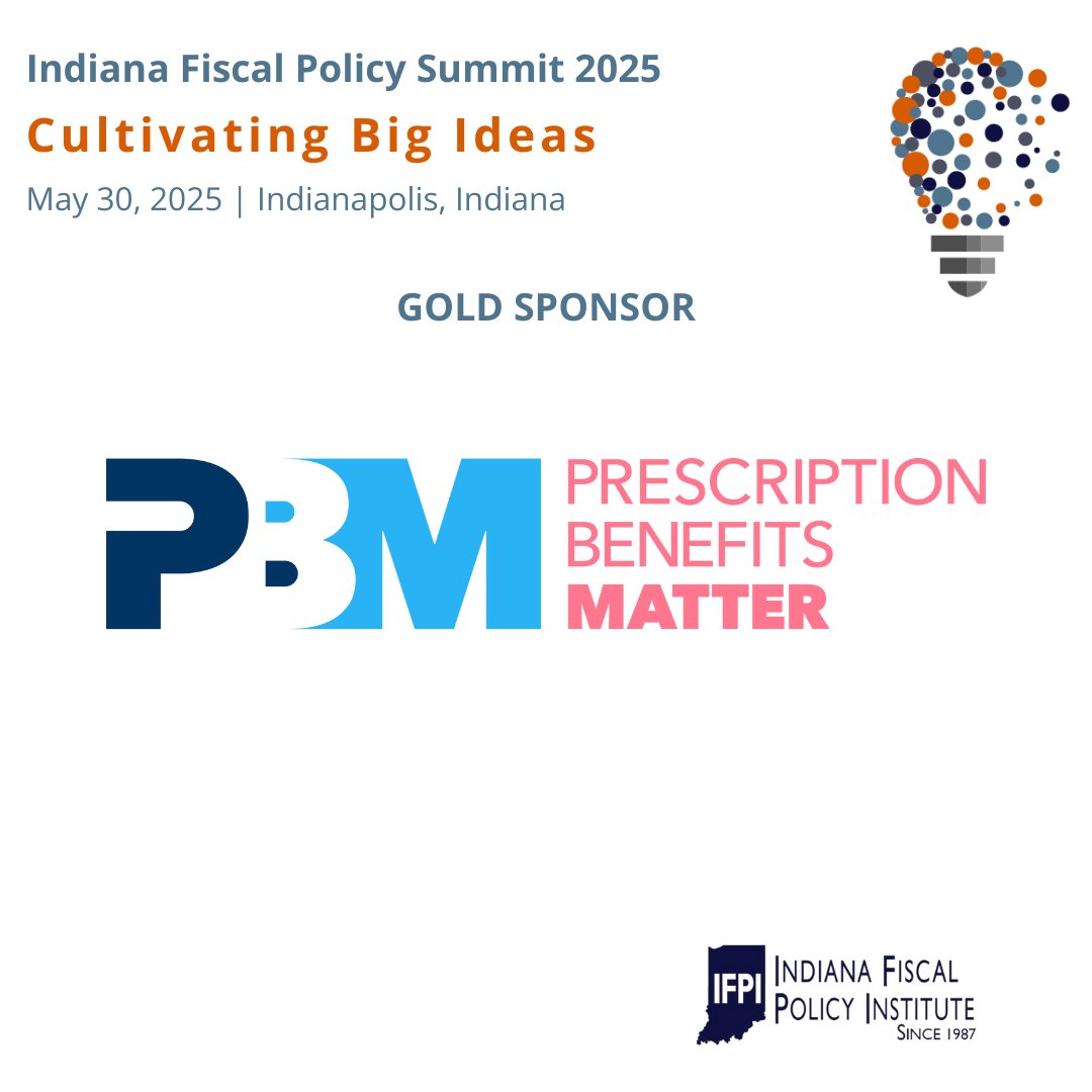 We’re counting down to the 2025 Policy Summit: Cultivating Big Ideas on May 30th in Indianapolis - and we couldn’t do it without the generous support of our Gold sponsor Prescription Benefits Matter!   Register at indianafiscal.org/event-5937482