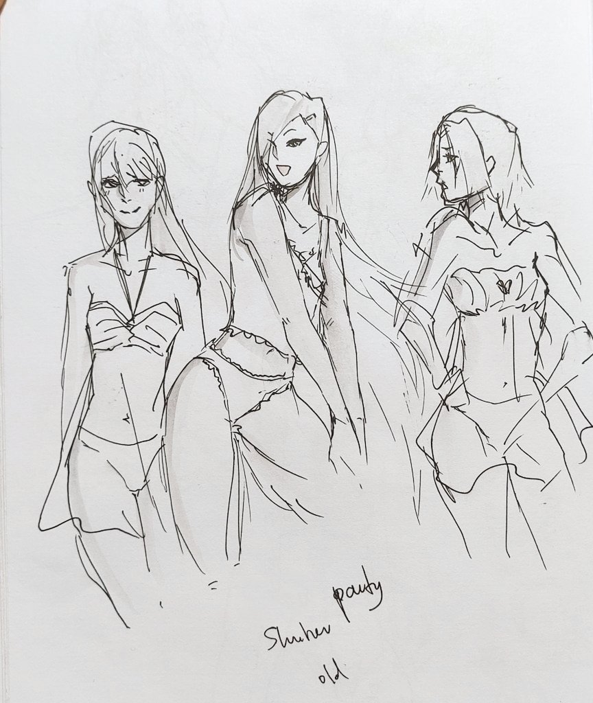 2Yasko's tweet photo. #1daysketchYasko day 73
I decided to redraw my old art's of Naruto girl trio having a slumper party 
First is accurate redraw, second is how I now seeking them with different designs https://t.co/WPmd9zCsM6