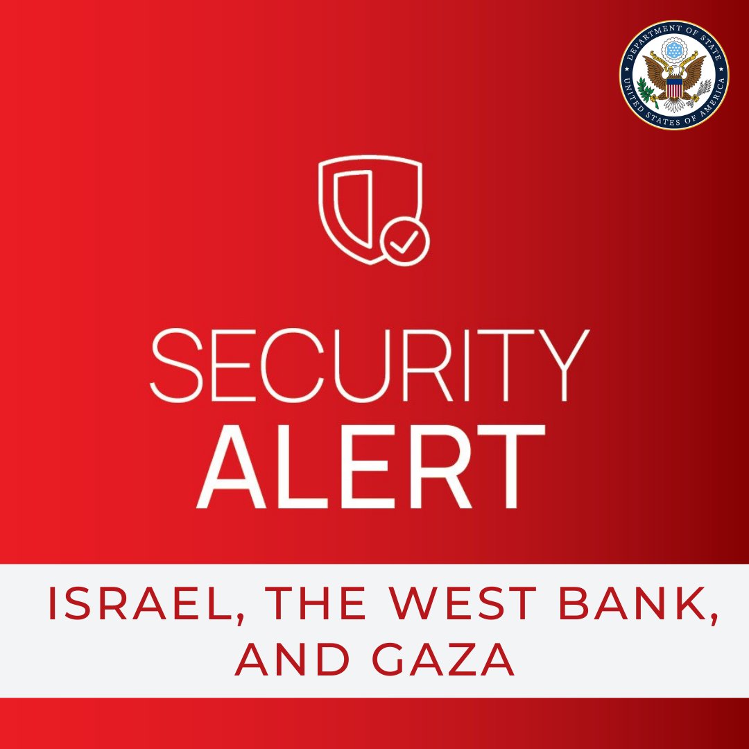Israel, the West Bank, and Gaza: Due to the current regional tensions, including more frequent red alerts, the U.S. Embassy reminds U.S. citizens of the continued need for caution and increased personal security awareness – including knowing the location of the nearest