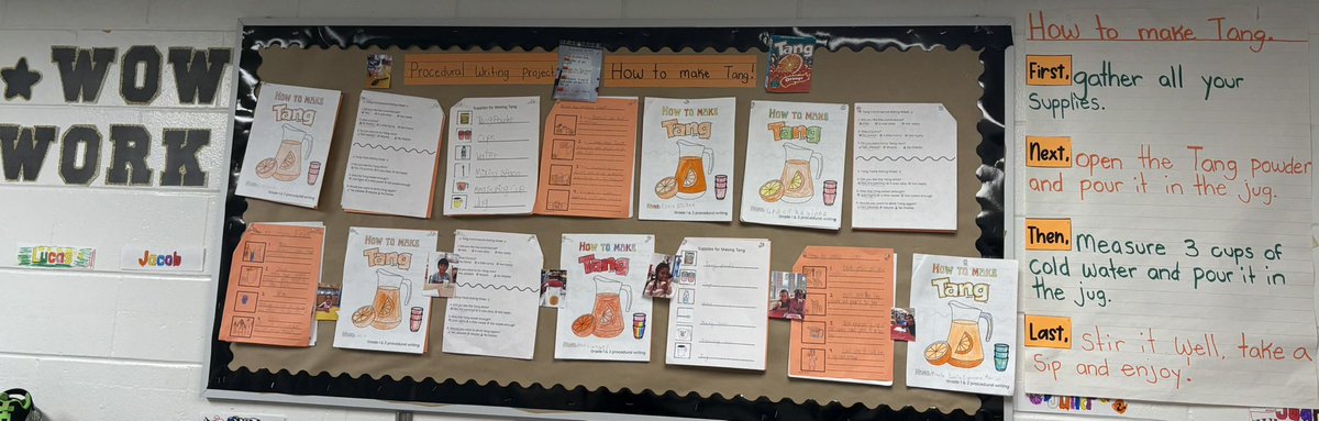 🍊 Procedural writing meets Tang! 🍊 
After writing out our instructions and rating a 2001 tang commercial, the students got to taste their hard work. Cheers to learning! 🥤 <a href="/PrincePeaceOCSB/">Prince of Peace School</a>