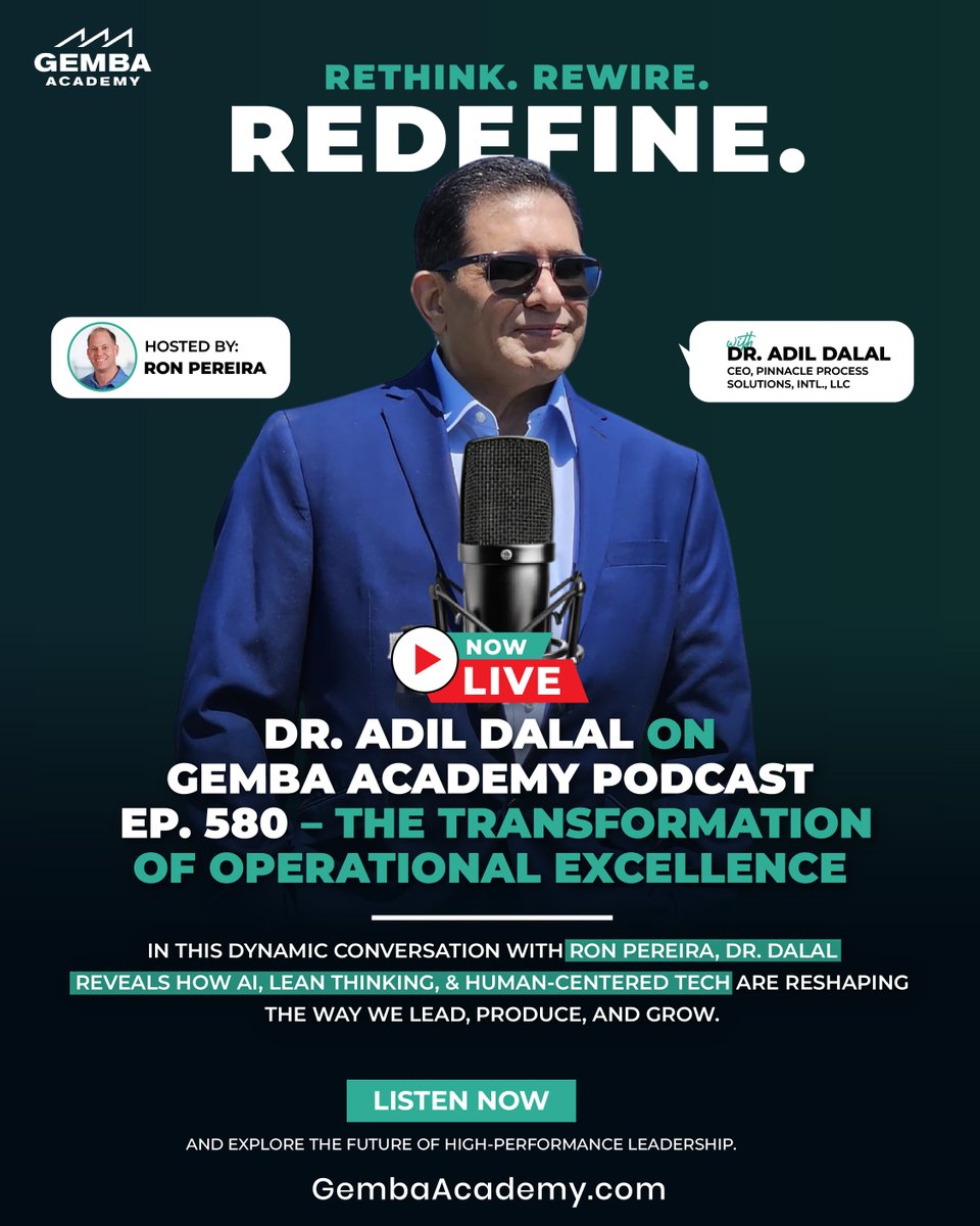 🚀 I joined Ron Pereira on the Gemba Academy Podcast to talk AI, lean, and the future of operational excellence.

🎧 Watch: youtube.com/watch?v=W_qrPx…

🎙️ Apple: podcasts.apple.com/gb/podcast/ga-…

#OperationalExcellence #LeanLeadership #AIIntegration #GembaAcademy #PinnacleProcess