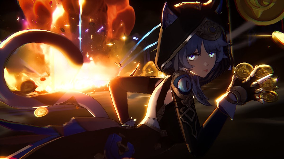 TheCatStar1's tweet photo. Okay, since the game gave me the opportunity to play as a kitty-thief honkai, I'm taking screenshots. 
Erasing all this was a hell of a worthy ending. 😼🐾💎
#Cipher #HonkaiStarRail #screenshot https://t.co/2QyFcoCMHJ