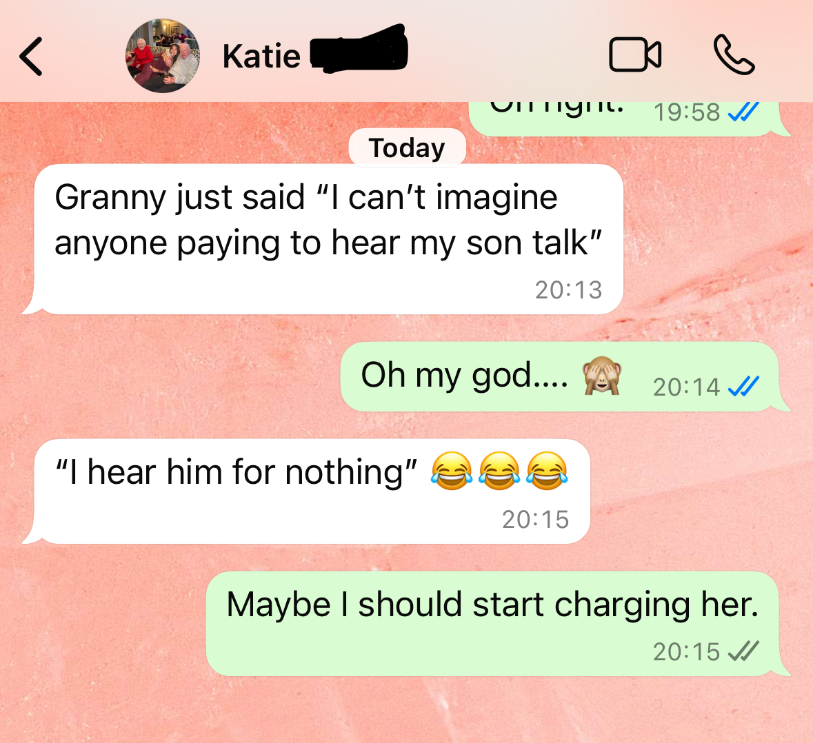 Katie being my niece.
Granny being my mum.
🤷‍♂️