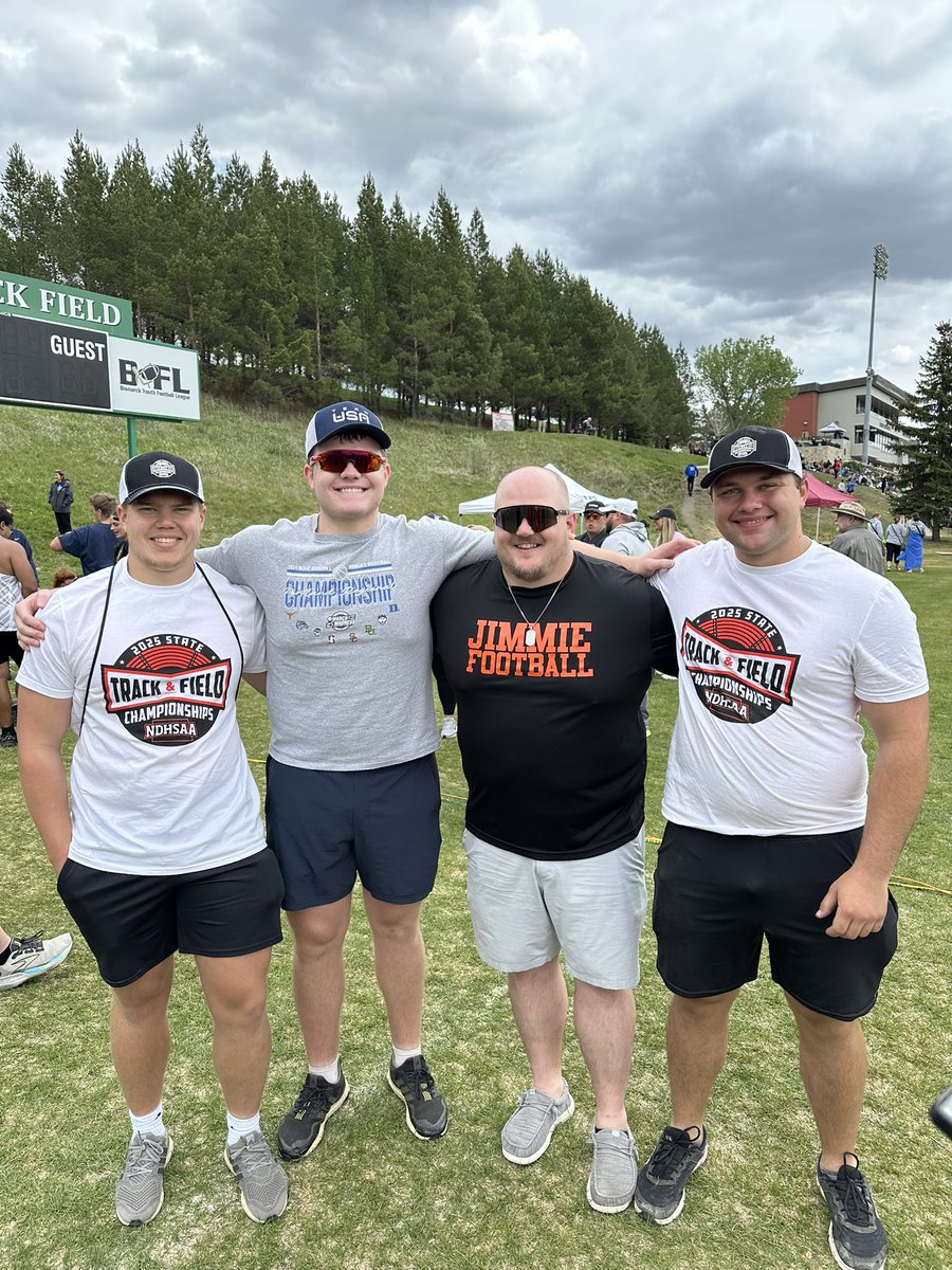 Josh Zimmer (@coachzim_uj) on Twitter photo At the ND State Track and Field Championships to watch some ballers compete only to run into current Jimmies, <a href="/BigEHalverson/">Ethan Halverson</a>, <a href="/JobeRystedt/">Jobe Rystedt</a> and Evan Schmit HELPING the shot event‼️
WE recruit dual sport athletes here at <a href="/JimmieFootball/">Jamestown Football</a> ‼️
#ChopAndCarry x #WARDADDY At the ND State Track and Field Championships to watch some ballers compete only to run into current Jimmies, <a href="/BigEHalverson/">Ethan Halverson</a>, <a href="/JobeRystedt/">Jobe Rystedt</a> and Evan Schmit HELPING the shot event‼️
WE recruit dual sport athletes here at <a href="/JimmieFootball/">Jamestown Football</a> ‼️
#ChopAndCarry x #WARDADDY