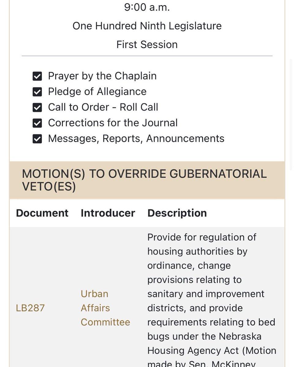 The veto override vote for LB287 will be the first item on the agenda next Tuesday. Don’t forget to contact your senators and urge them to support the override!