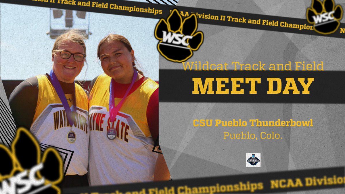 Wayne State Wildcats (@wscwildcats) on Twitter photo MEET DAY - <a href="/WSCXCTF/">Wayne State College Cross Country/Track & Field</a> women's throwers Torrance Tso and Reilly Young compete today in the discus at 3 p.m. Central Time. #PlayforthePaw
📊results.leonetiming.com/?mid=7870
📺ncaa.com/event/4654 MEET DAY - <a href="/WSCXCTF/">Wayne State College Cross Country/Track & Field</a> women's throwers Torrance Tso and Reilly Young compete today in the discus at 3 p.m. Central Time. #PlayforthePaw
📊results.leonetiming.com/?mid=7870
📺ncaa.com/event/4654