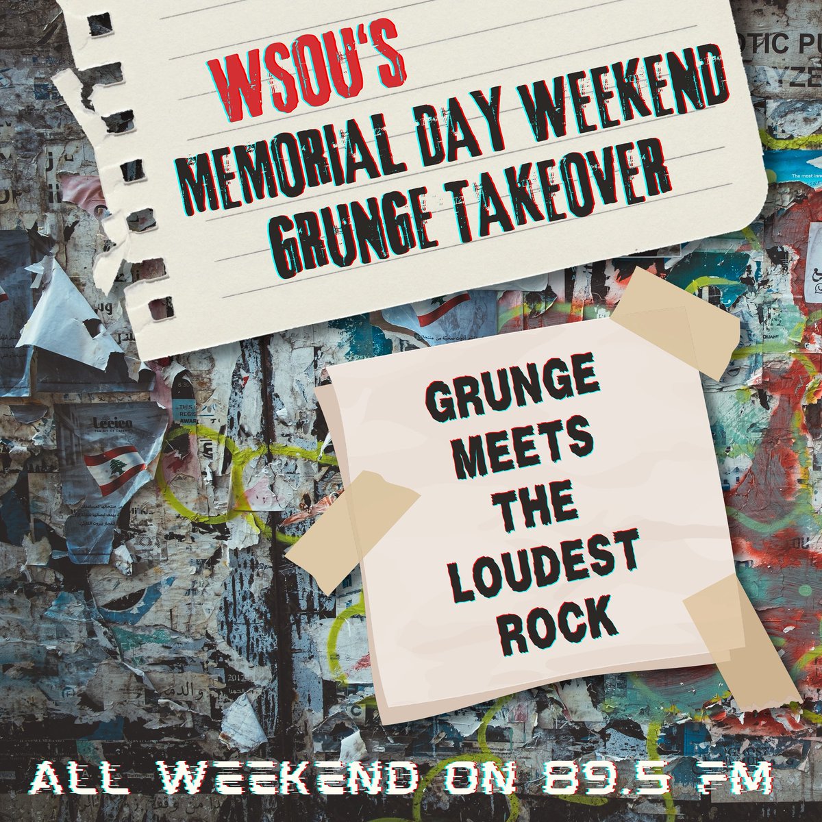 WSOU's tweet image. We're throwing some extra grunge into the rotation this Memorial Day Weekend! Tune in NOW through Monday to hear some of the best in grunge mixed in with our usual LOUDEST ROCK 🤘🤘🤘

#wsou #collegeradio #memorialdayweekend #grunge #heavymetal #aliceinchains #nirvana
