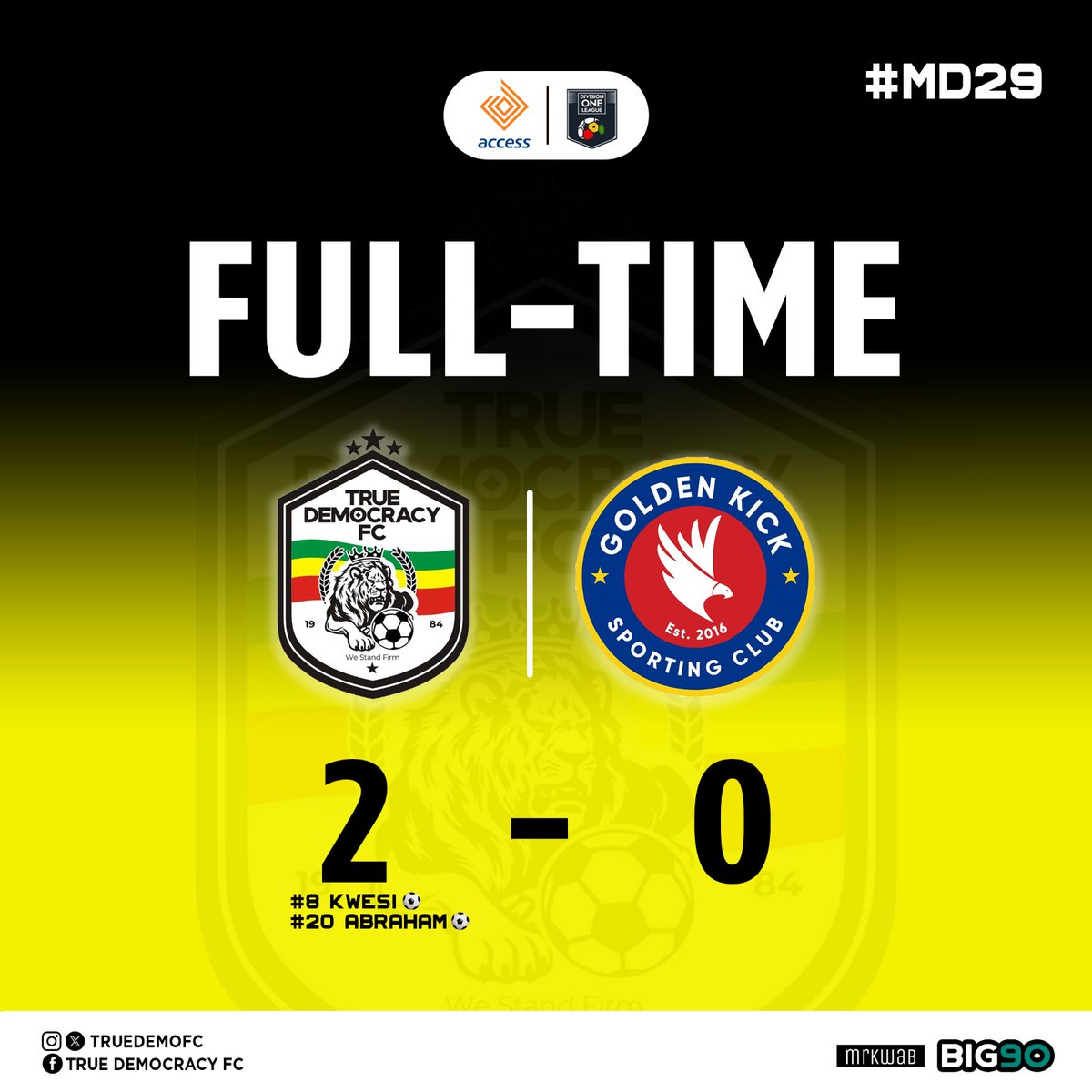 We secured all three points thanks to a pair of decisive goals in the second half, scored by the talented duo Kwesi Mensah and Abraham Amoah. Their performances on the field turned the tide in our favor, ensuring a well-deserved victory and solidifying our position in the league.