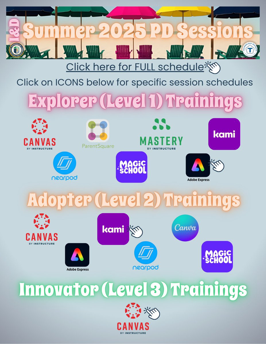 Pisd_Innovation and Development (@pisd_innovation) on Twitter photo 🌞 Before you head out for summer break, don’t miss I&D's amazing summer PD opportunities! Unlock the power of digital tools for teaching and learning! 📚✨ #SummerLearning #DigitalEducation #EdTech <a href="/PasadenaISD_TX/">Pasadena ISD</a>
Link here 👉👉👉bit.ly/43zscjf 🌞 Before you head out for summer break, don’t miss I&D's amazing summer PD opportunities! Unlock the power of digital tools for teaching and learning! 📚✨ #SummerLearning #DigitalEducation #EdTech <a href="/PasadenaISD_TX/">Pasadena ISD</a>
Link here 👉👉👉bit.ly/43zscjf