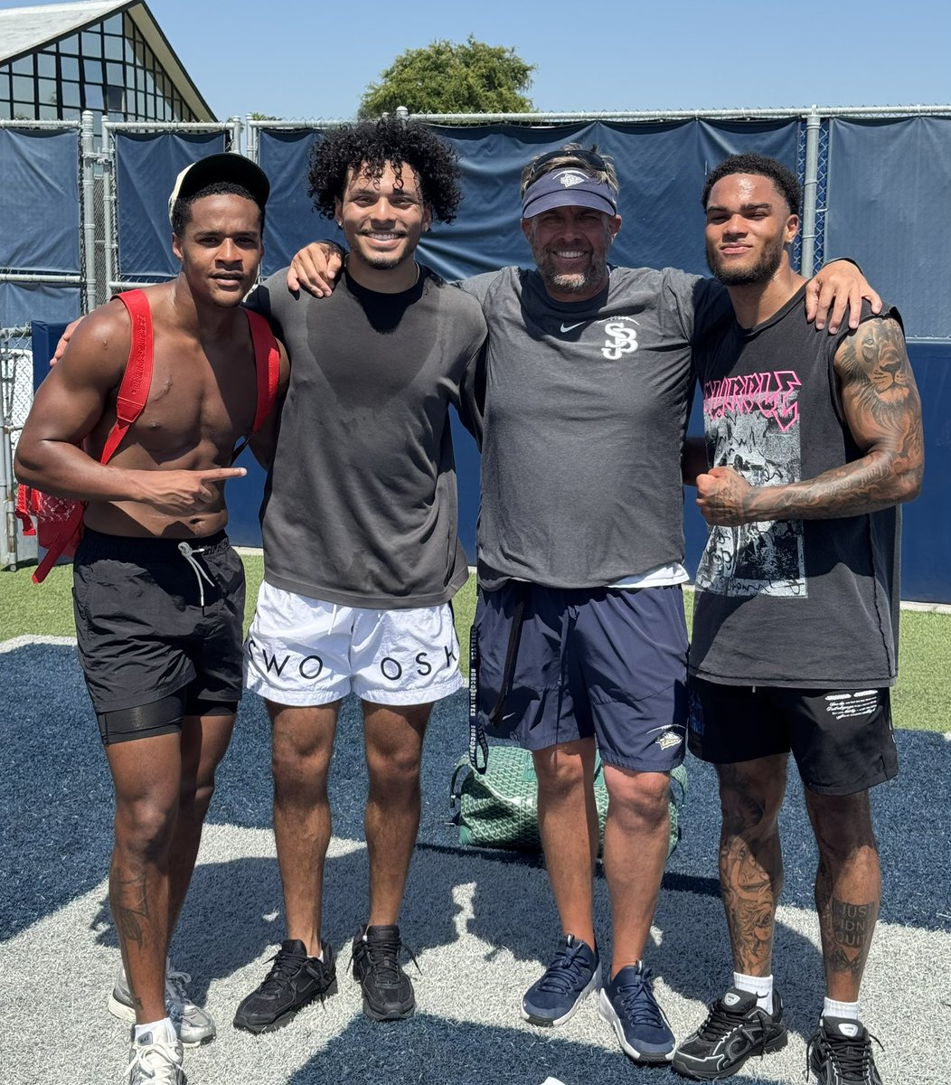 Just a few National Champs hanging out this week on campus.   Always special when our Brave Alums return home.  ‘23 Jahlil McClain, ‘23 Pierce Clarkson, and ‘23 Deandre Moore. #DestinationBosco #Braves4Life