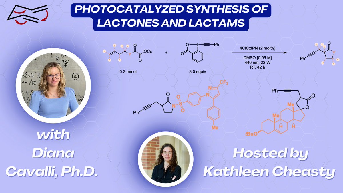 Synthesis Workshop (@matthewhorwitz1) on Twitter photo Join us this week as Dr. Diana Cavalli shares her work with <a href="/LcsoLab/">Waser Group</a> on a photocatalyzed synthesis of lactones and lactams! Thanks to Kathleen for hosting!!
Link: youtu.be/vOAsRUZLcqQ
Org. Lett. 2024, 26, 4235-4239. doi.org/10.1021/acs.or…
<a href="/JOC_OL/">J Org Chem/Org Lett</a> Join us this week as Dr. Diana Cavalli shares her work with <a href="/LcsoLab/">Waser Group</a> on a photocatalyzed synthesis of lactones and lactams! Thanks to Kathleen for hosting!!
Link: youtu.be/vOAsRUZLcqQ
Org. Lett. 2024, 26, 4235-4239. doi.org/10.1021/acs.or…
<a href="/JOC_OL/">J Org Chem/Org Lett</a>