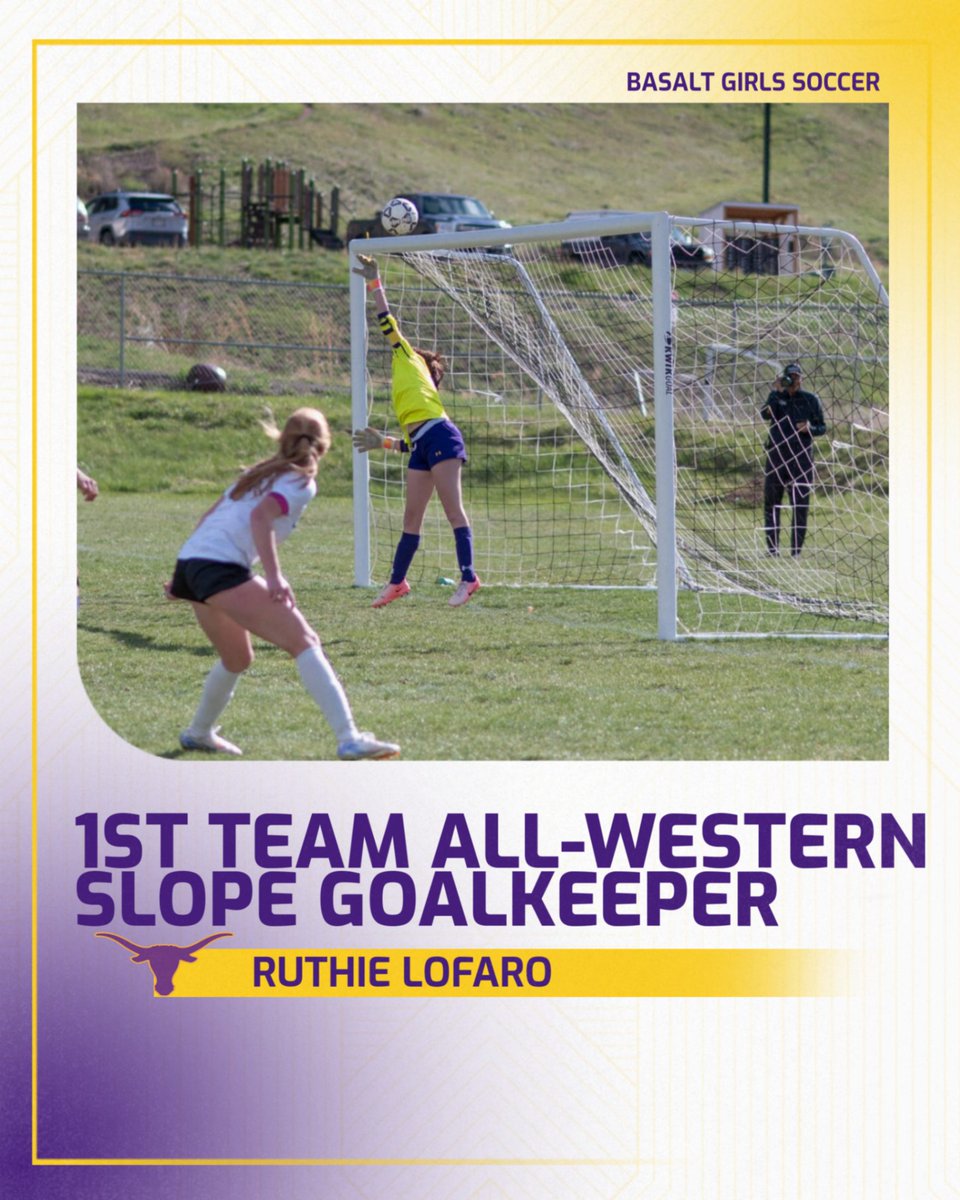 Congratulations to JR Ruthie Lofaro for receiving 1st team "All Western Slope Goalkeeper" recognition for the 2025 season! Go Horns! 
Felicitaciones a Ruthie Lofaro por recibir el reconocimiento "All Western Slope Goalkeeper" del primer equipo para la temporada 2025 Vamos cuernos