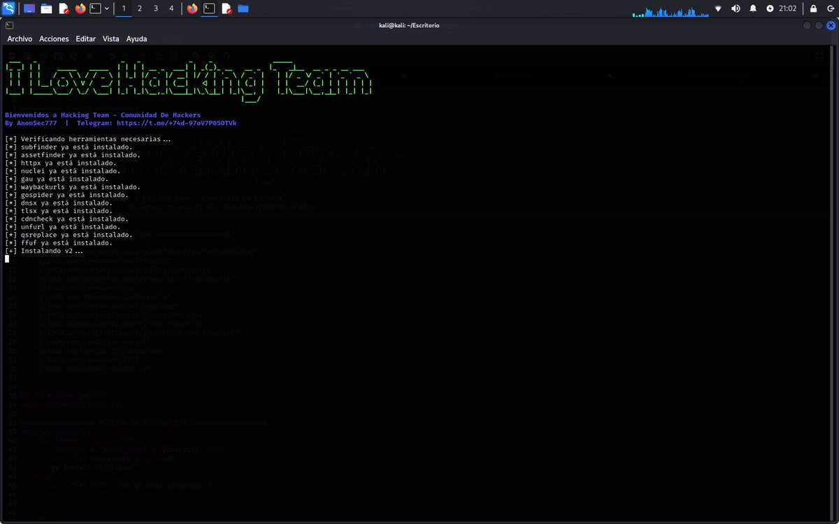 🛠 auto-reconv1.sh – Reconocimiento Automático para Pentesters Para Kali Linux y Termux

Reconocimiento ofensivo automatizado a partir de una URL, integrando herramientas en Go ampliamente utilizadas en el mundo del hacking ético, bug bounty y OSINT. 📌 Características