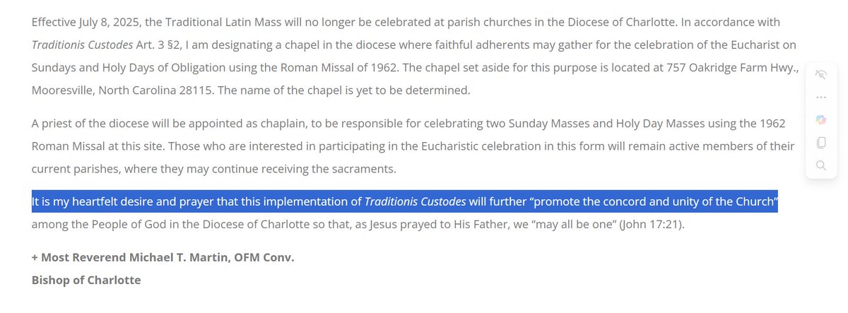 HilarityjaneArt's tweet image. I gotta say, this is an impressively black ironic sense of humour.
"this implementation of Traditionis Custodes will further 'promote the concord and unity of the Church'"
"Completing the Implementation of TC in the Diocese of Charlotte"
charlottediocese.org/communications…