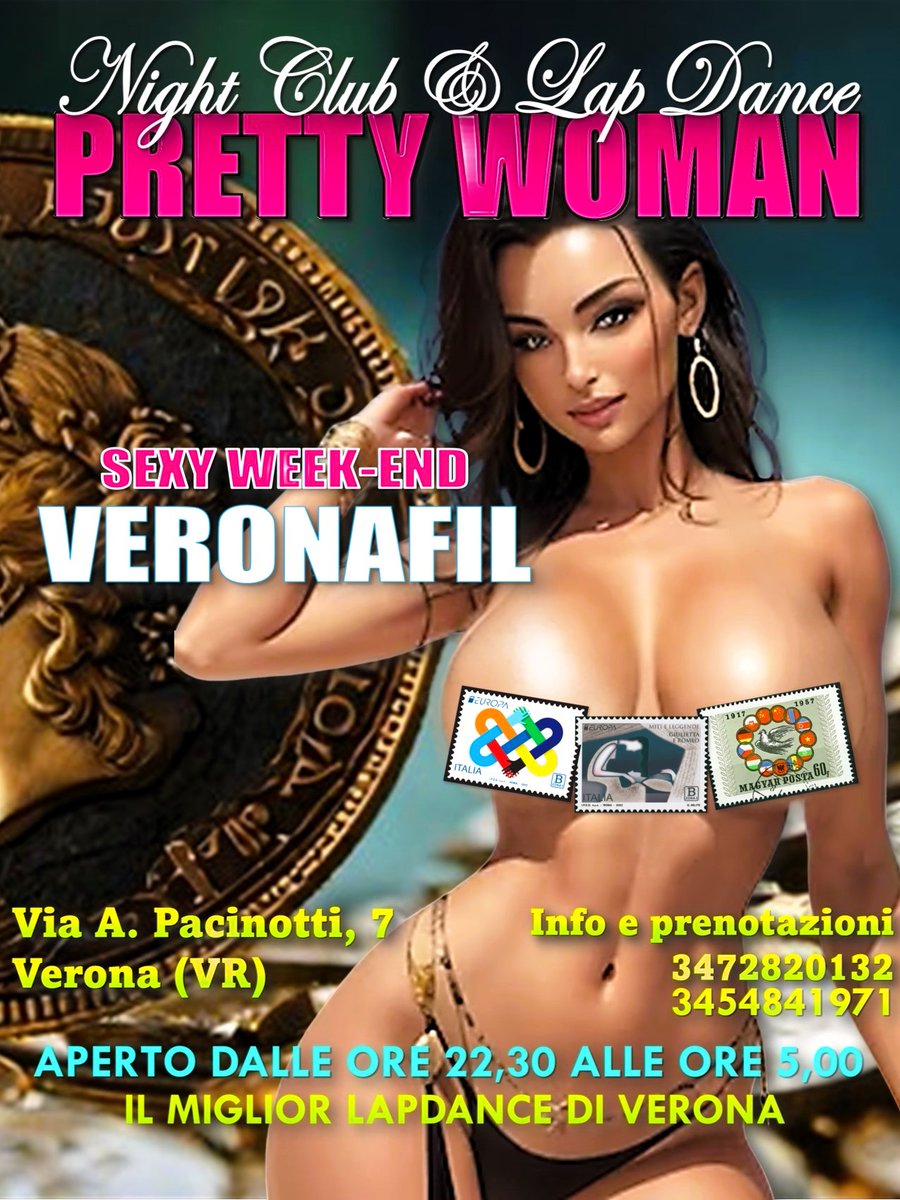 RADIONIGHTFORUM's tweet photo. COMINCIA IL SUPER SEXY WEEK-END "MINERAL SHOW - VERONAFIL - SPORT EXPO" AL PRETTYWOMAN NIGHT CLUB & LAP DANCE DI VIA PACINOTTI N.7 A VERONA (VR)..
LOCALE AFFILIATO A https://t.co/hp1kxKf8IL
#mineralshow #veronafil #sportexpo #verona @VRfiere #veronafiere https://t.co/bmKxR8Gibw