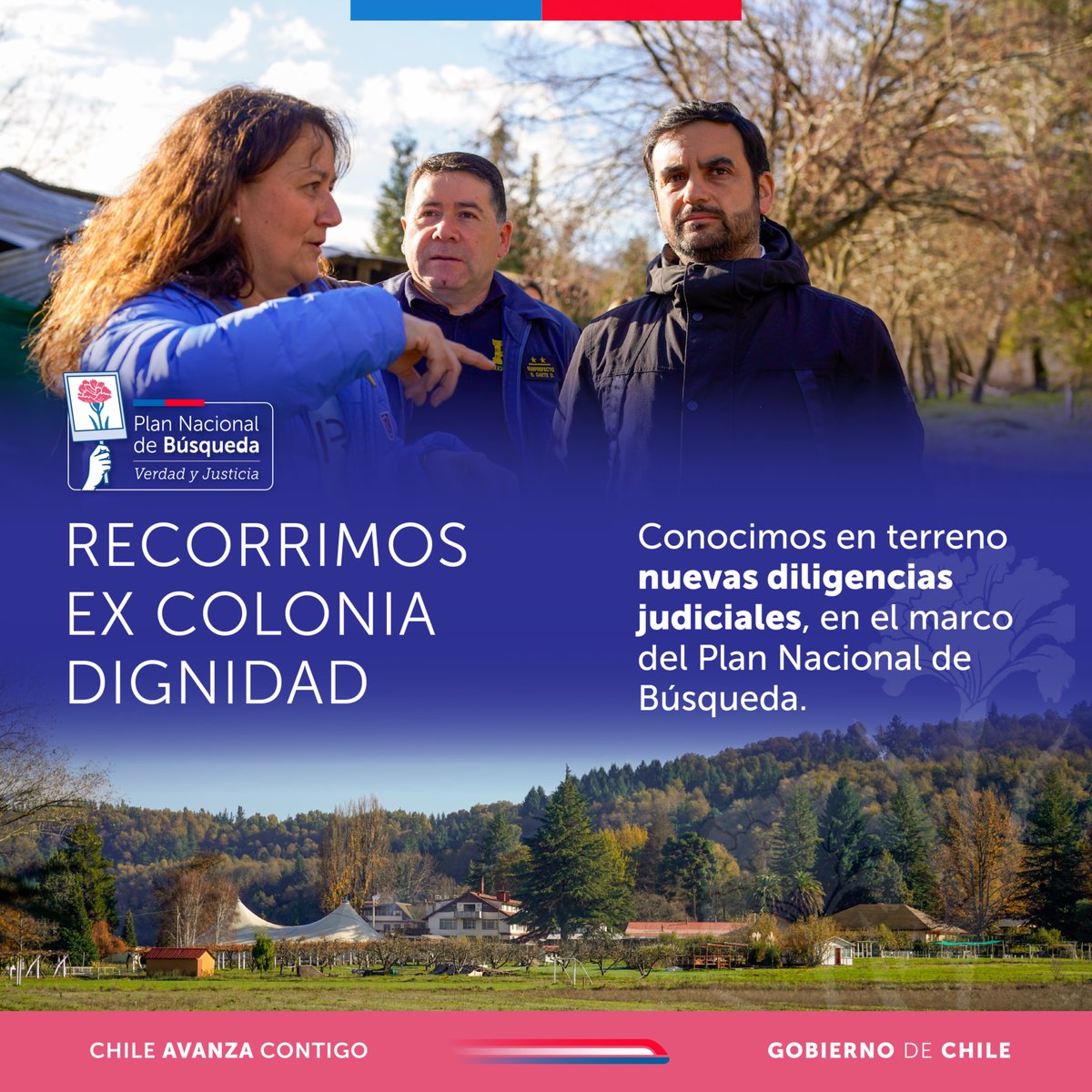 #PlanNacionalDeBúsqueda

El ministro Jaime Gajardo Falcón realizó un recorrido por la ex Colonia Dignidad, junto a la ministra Paola Plaza.