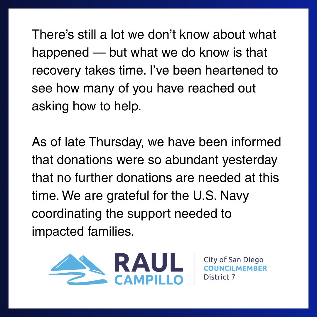CMRaulCampillo's tweet photo. Statement: update on the Murphy Canyon tragedy. https://t.co/TJOw3kFDtd