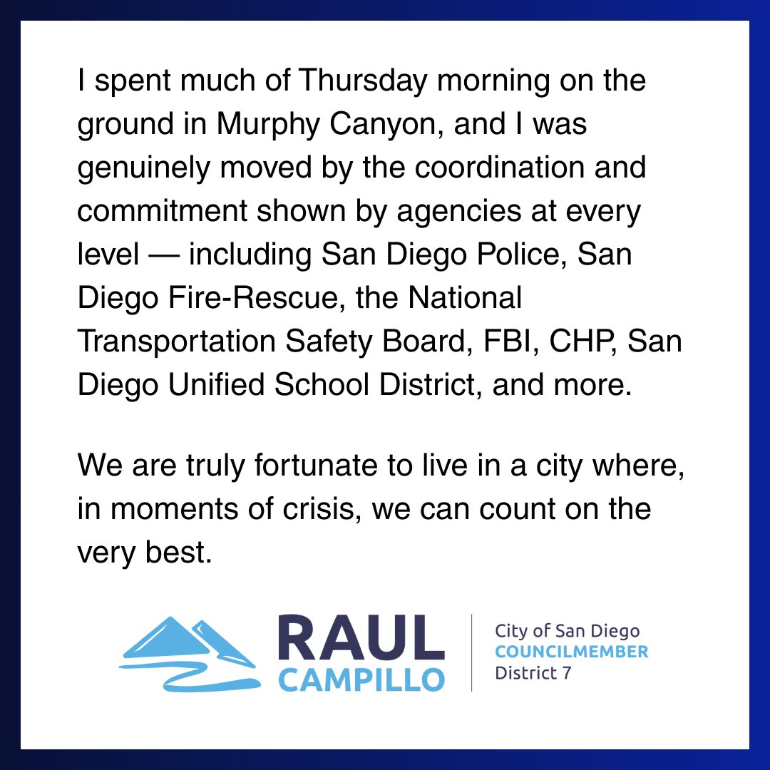CMRaulCampillo's tweet photo. Statement: update on the Murphy Canyon tragedy. https://t.co/TJOw3kFDtd
